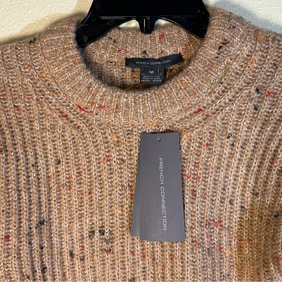 French Connection Size M Sweater Natalya Ribbed Sweater Camel Multi Wool Alpaca - Picture 7 of 11